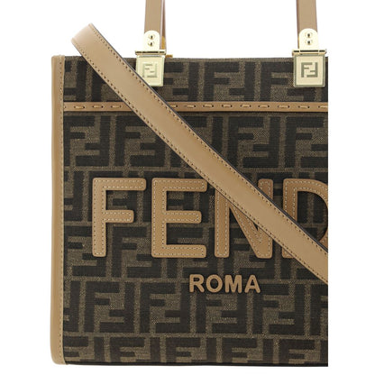 Fendi Sunshine Mini Brown FF Jacquard Fabric Tote Bag
