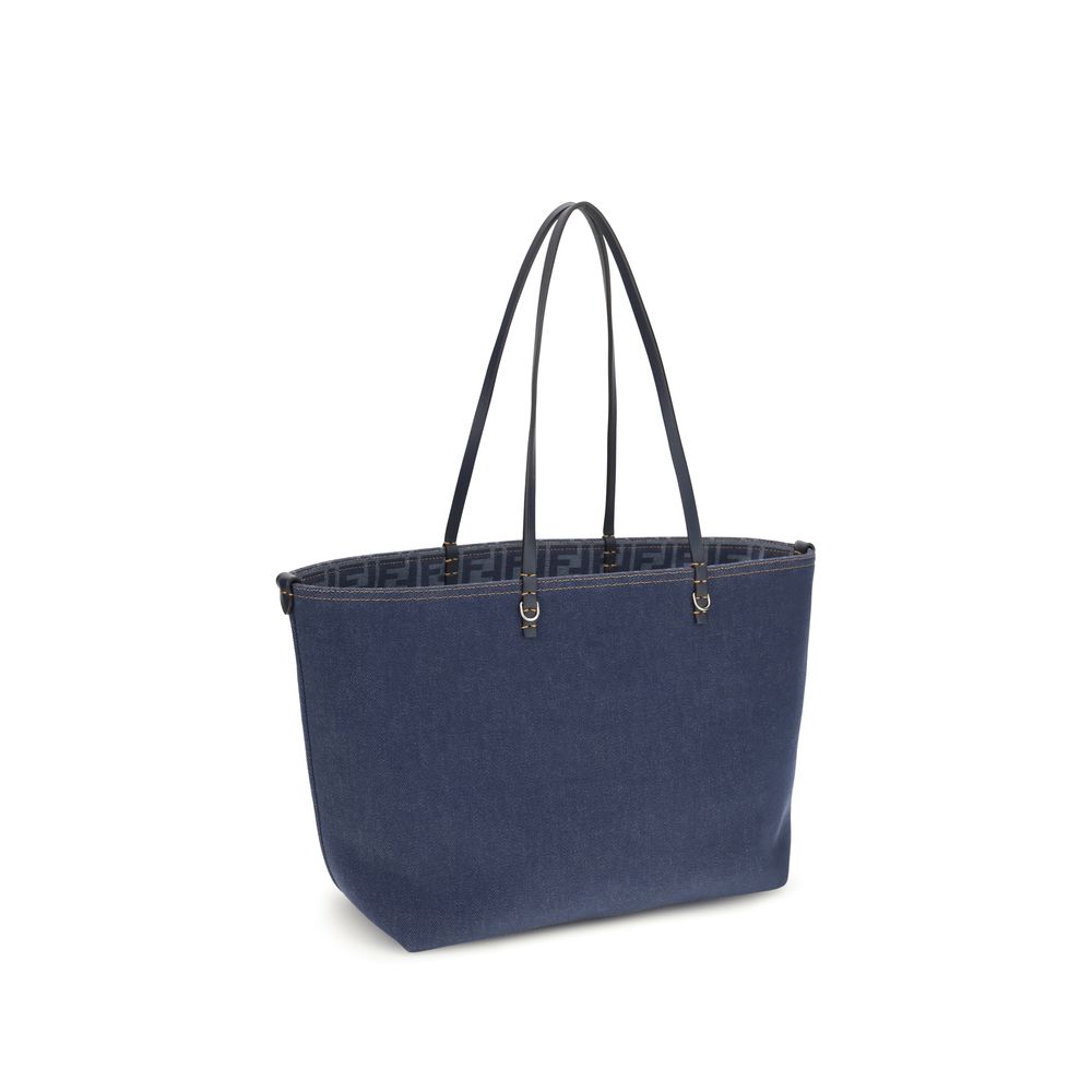 Fendi Sunshine Reversible Blue Denim Tote Bag