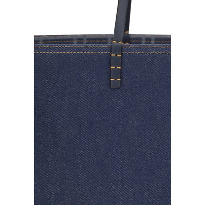 Fendi Sunshine Reversible Blue Denim Tote Bag
