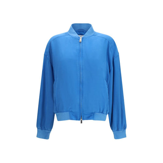 Versace Blue Silk Zip Jacket