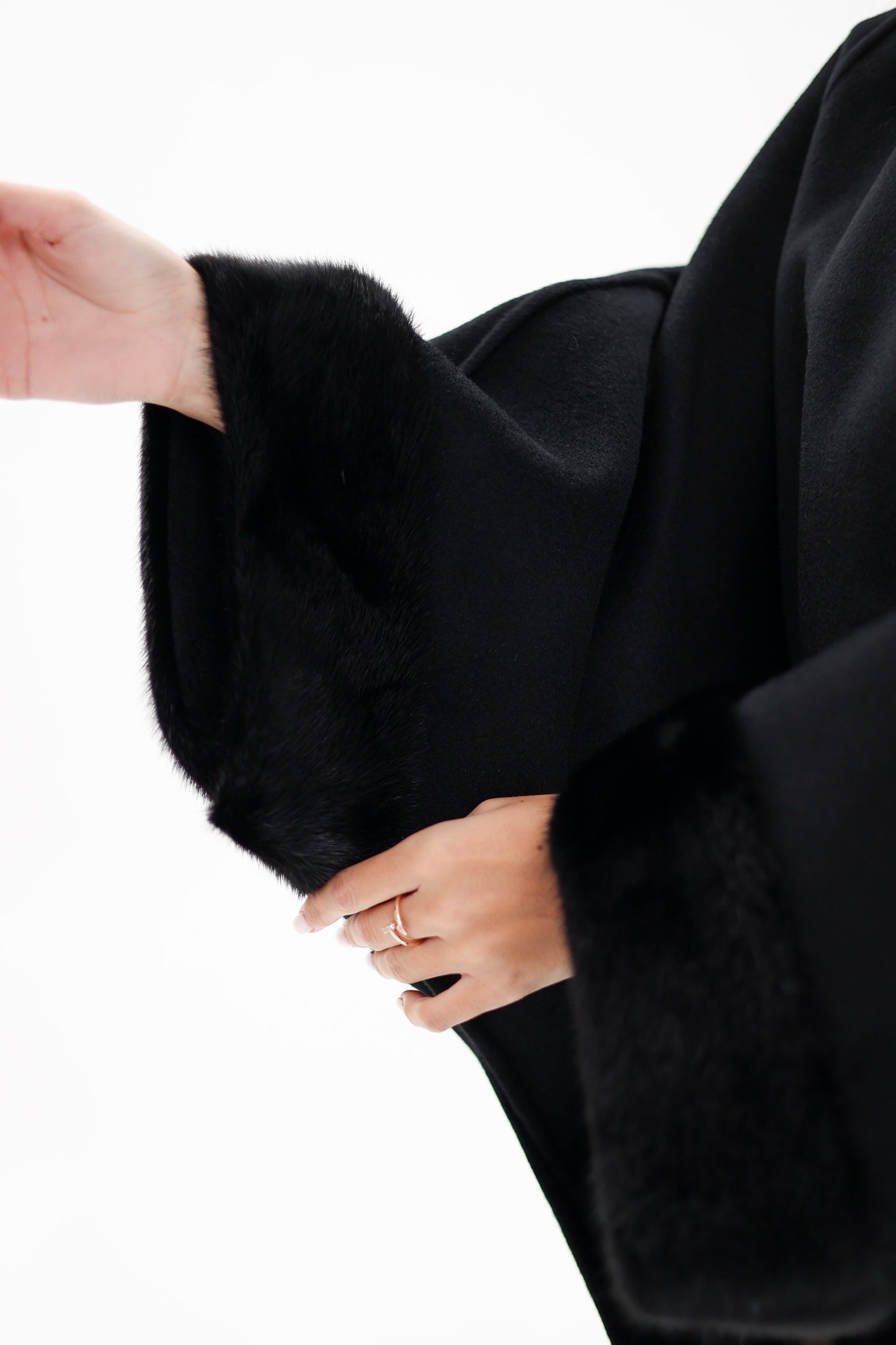 Scandinavian Mink Fur Double Face Wool Poncho