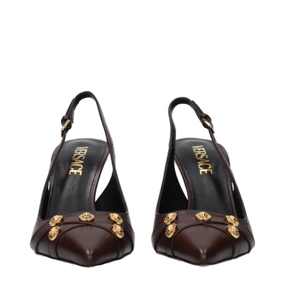 Brown Leather High Heel Pumps