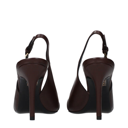 Brown Leather High Heel Pumps