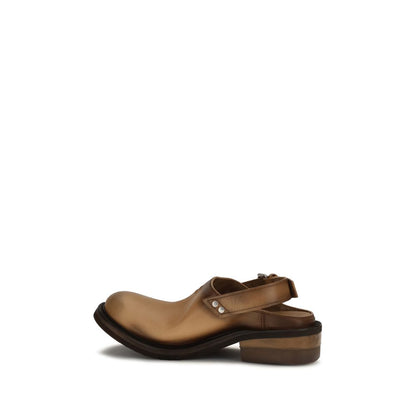 Miu Miu Foule Brown Distressed Leather Mules