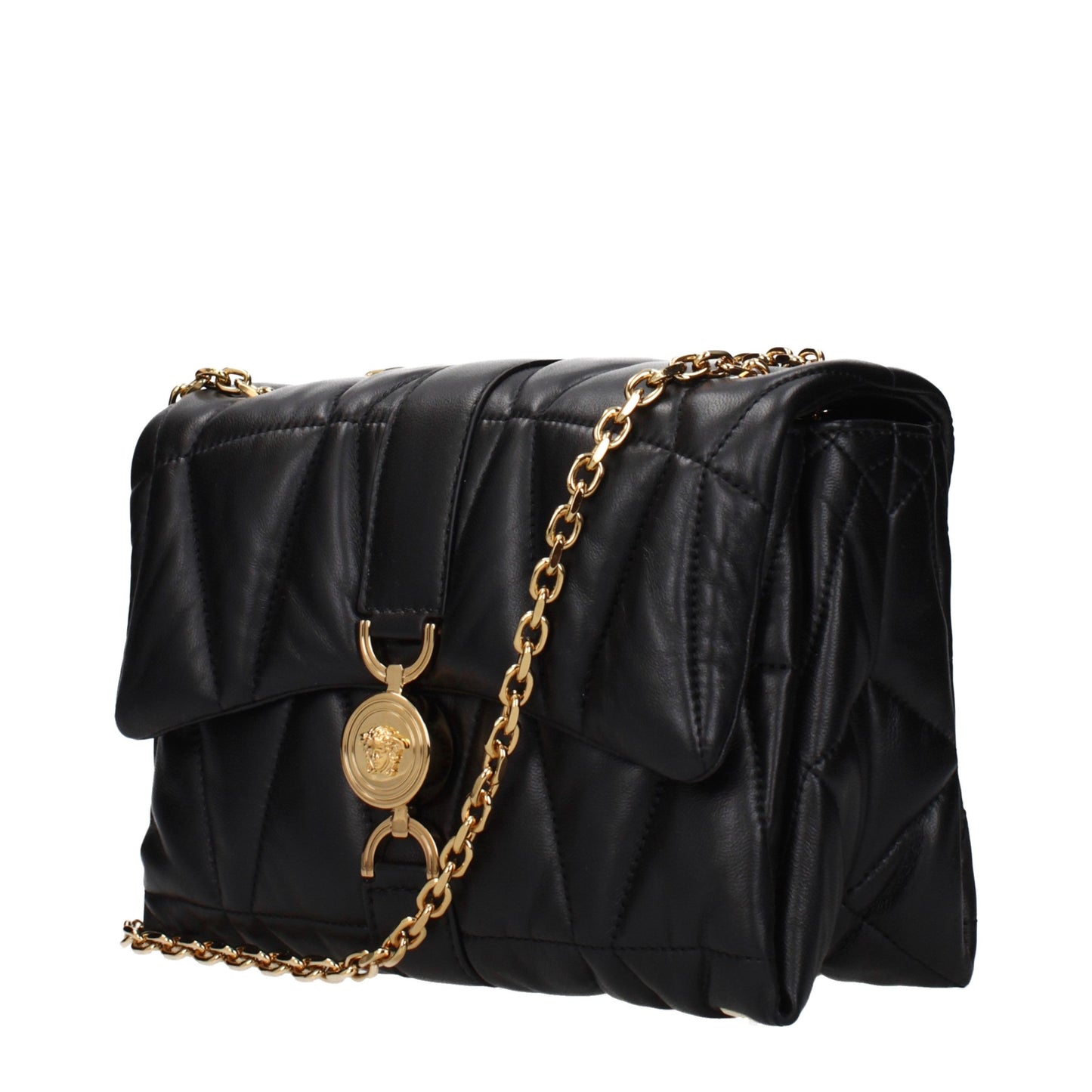 Versace Greca Goddess Black Leather Shoulder Bag