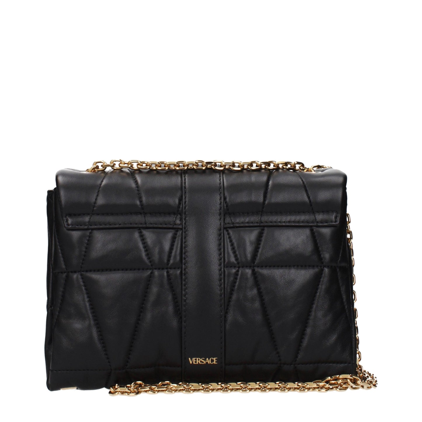 Versace Greca Goddess Black Leather Shoulder Bag