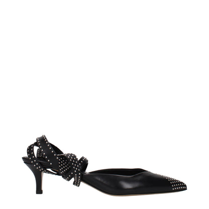 Black Leather High Heel Pumps