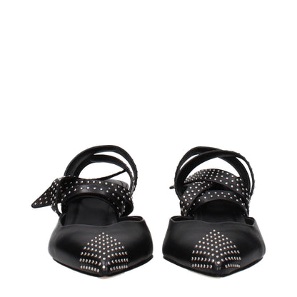 Black Leather High Heel Pumps