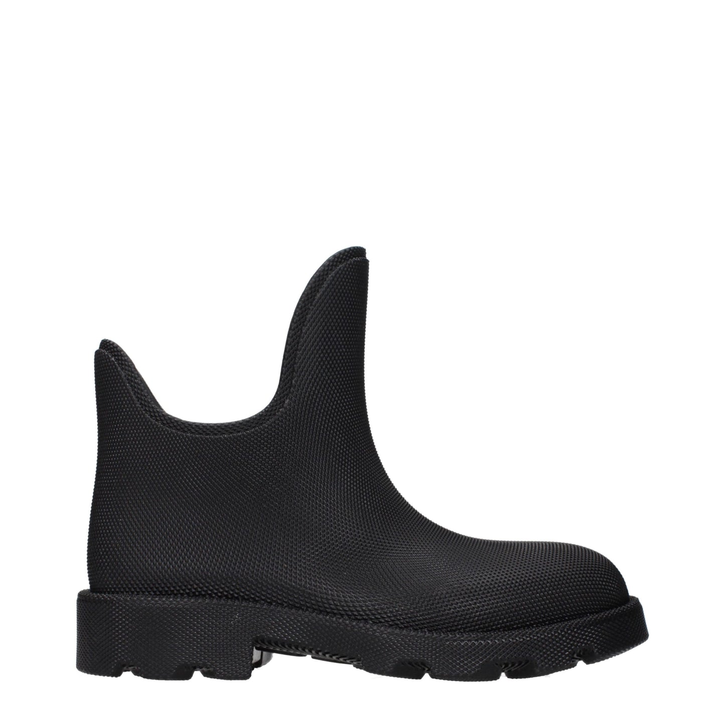 Burberry Field Black Rubber And Cotton Ankle Boots