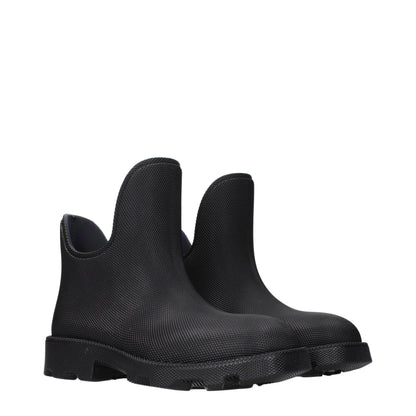 Burberry Field Black Rubber And Cotton Ankle Boots
