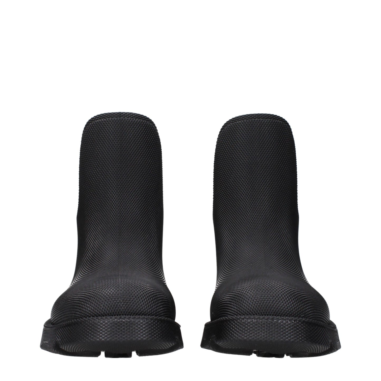 Burberry Field Black Rubber And Cotton Ankle Boots