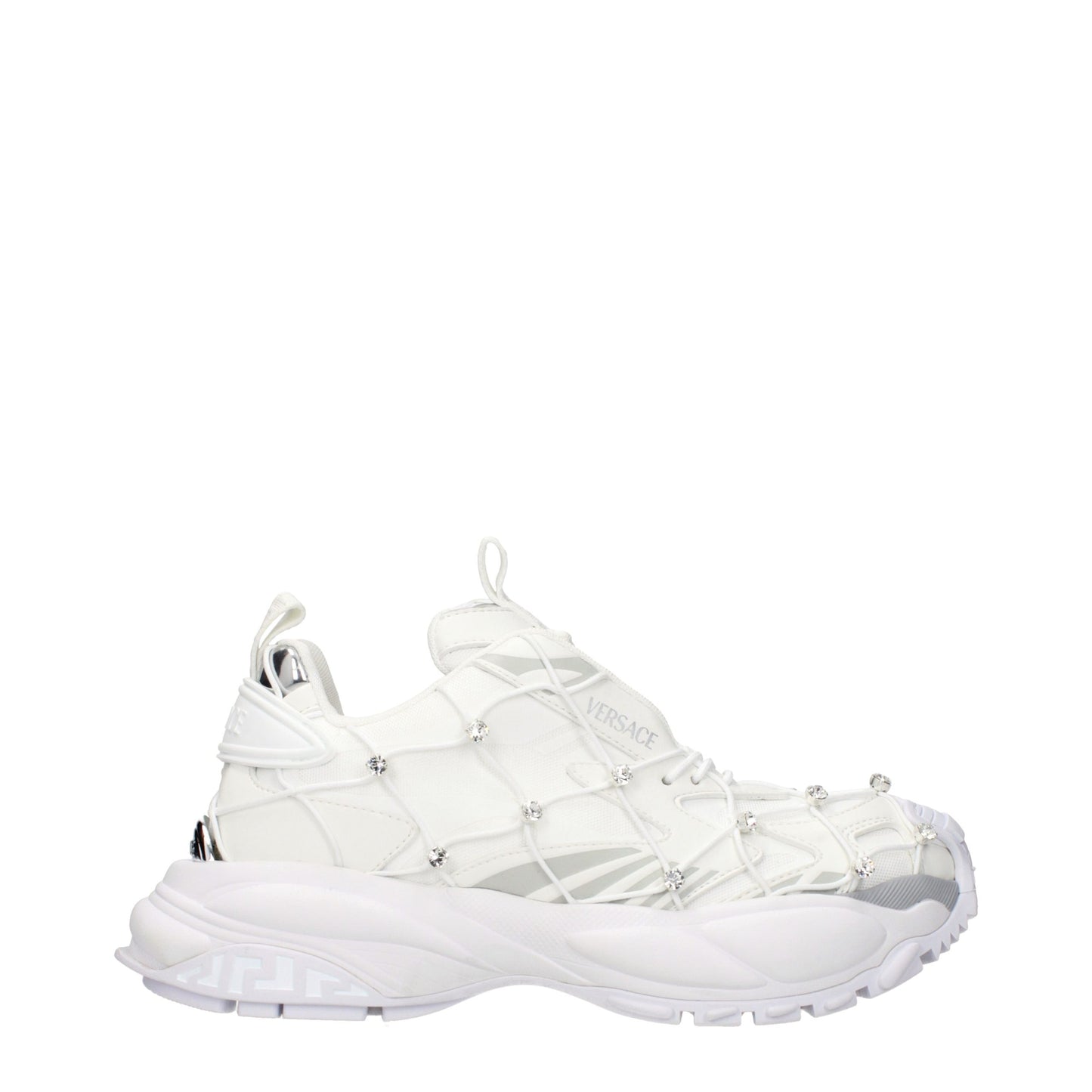 Versace Odissea Rhinestone Fabric Chunky Sneakers White