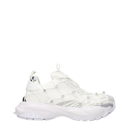 Versace Odissea Rhinestone Fabric Chunky Sneakers White