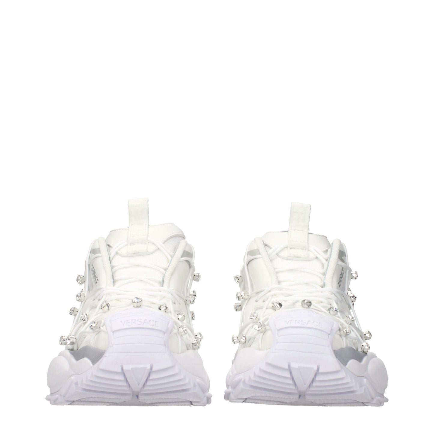Versace Odissea Rhinestone Fabric Chunky Sneakers White