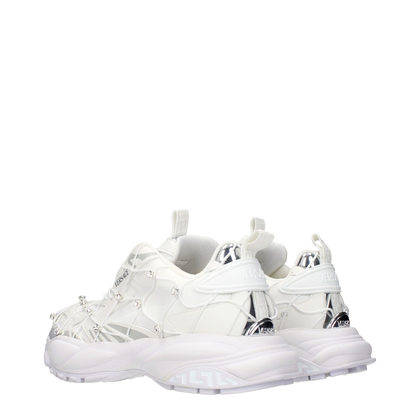 Versace Odissea Rhinestone Fabric Chunky Sneakers White