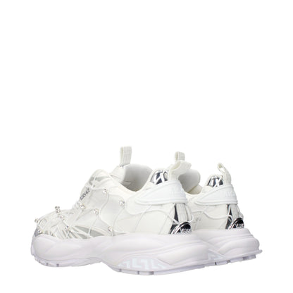 Versace Odissea Rhinestone Fabric Chunky Sneakers White