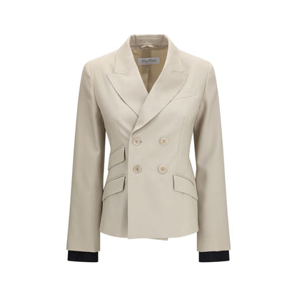 Max Mara Placido Beige Virgin Wool-Blend Double-Breasted Blazer