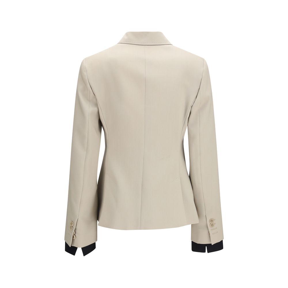 Max Mara Placido Beige Virgin Wool-Blend Double-Breasted Blazer