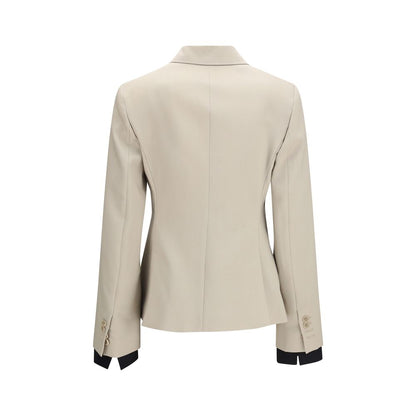 Max Mara Placido Beige Virgin Wool-Blend Double-Breasted Blazer