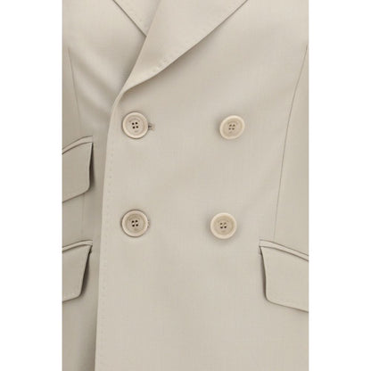 Max Mara Placido Beige Virgin Wool-Blend Double-Breasted Blazer