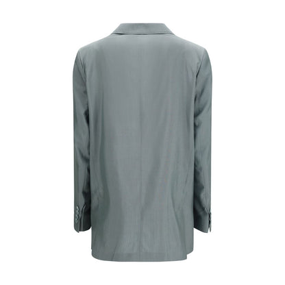 Max Mara MXMALBATA Dark Green Wool-Silk Blazer