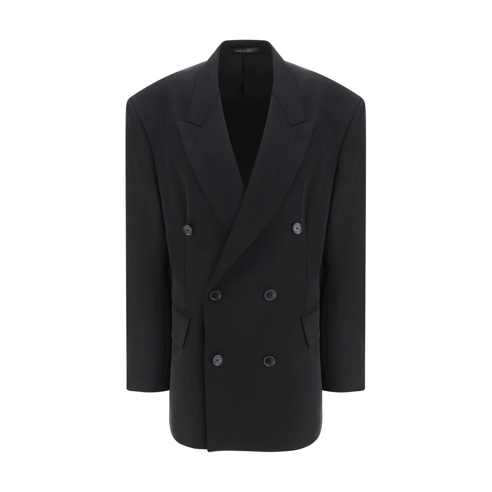 Balenciaga Black Double-Breasted Wool Blazer