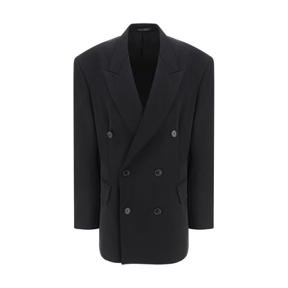 Balenciaga Black Double-Breasted Wool Blazer