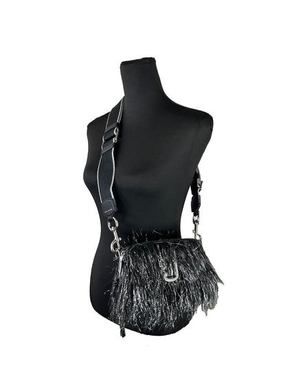 Marc Jacobs The Snapshot Creature Black Fur and Leather Crossbody Bag