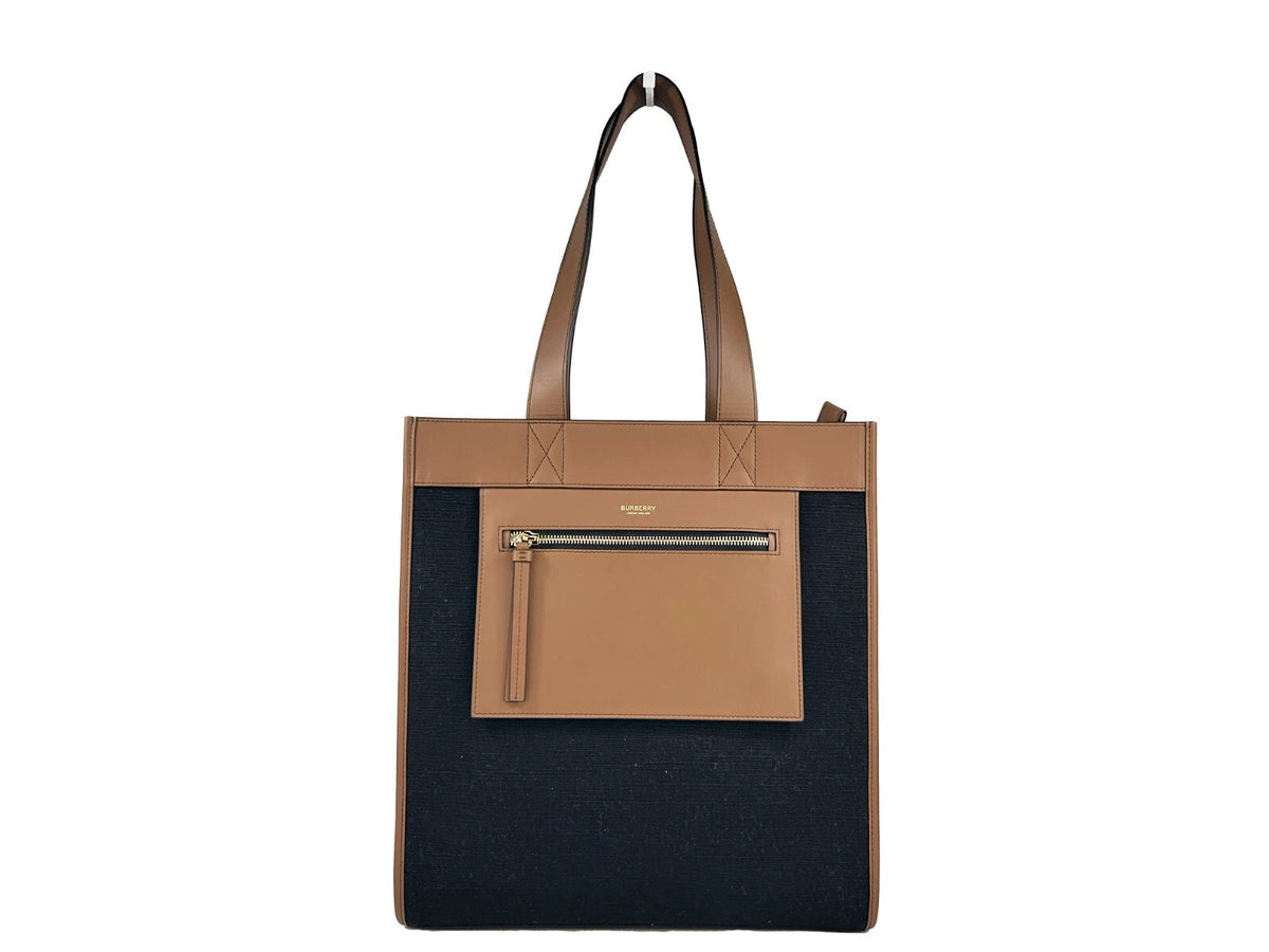 Burberry Small Manzon Pocket Tote in Black and Brown
