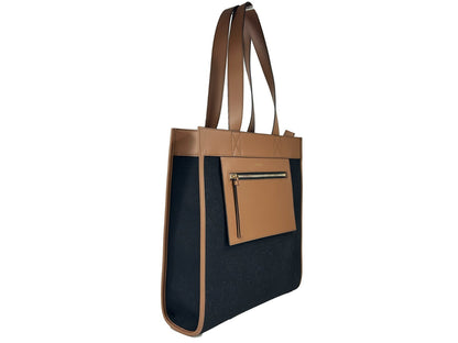 Burberry Small Manzon Pocket Tote in Black and Brown