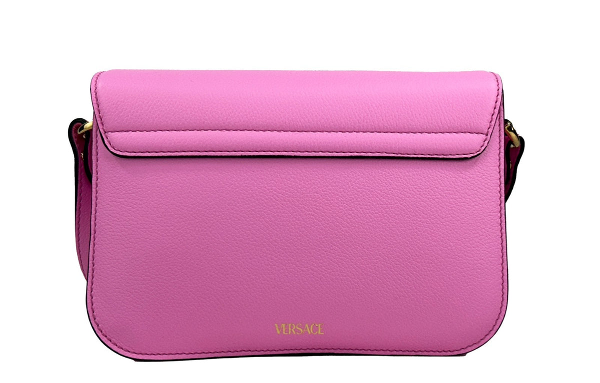 Versace La Medusa Small Pink Grained Leather Top-Handle Bag