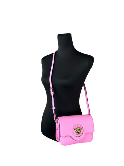 Versace La Medusa Small Pink Grained Leather Top-Handle Bag