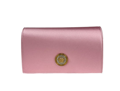 Versace La Medusa Mini Crystal-Embellished Satin Top-Handle Bag