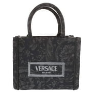 Versace Athena Small Black Barocco Jacquard Tote Bag