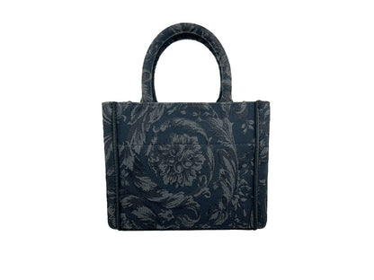 Versace Athena Black Barocco Jacquard Tote Bag