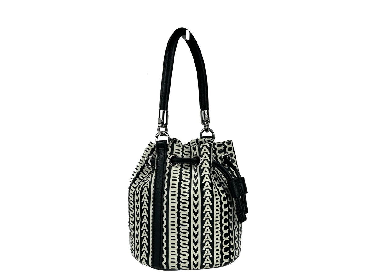 Marc Jacobs The Monogram Bucket Bag Black White Jacquard Bucket Bag