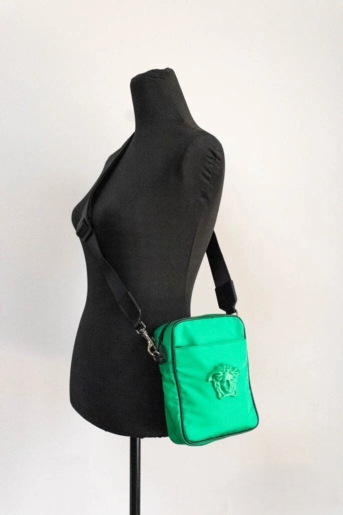 Versace Medusa Biggie Green Nylon Crossbody Bag