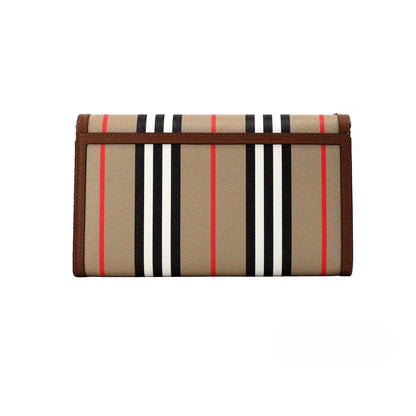 Burberry Hannah Archive Beige E-Canvas And Leather Wallet Crossbody