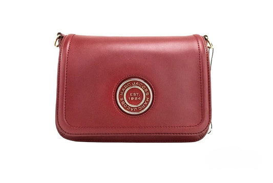 Marc Jacobs Metal Signet Syrah Smooth Leather Flap Crossbody Bag