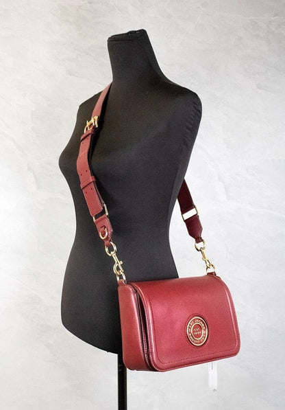 Marc Jacobs Metal Signet Syrah Smooth Leather Flap Crossbody Bag