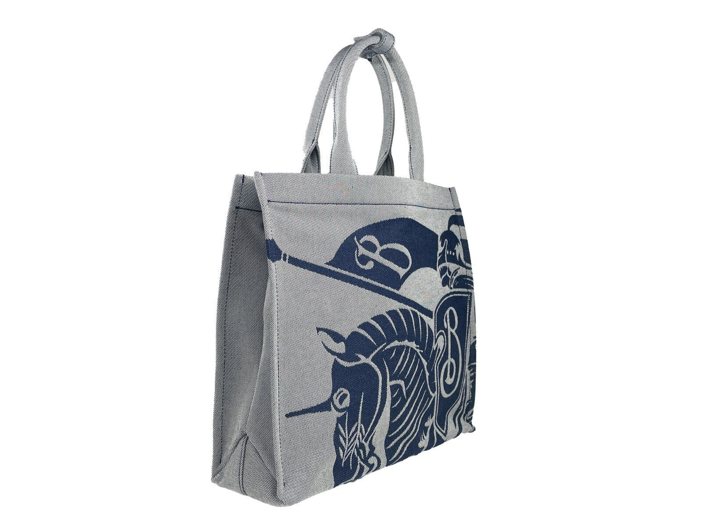 Burberry Equestrian Knight Design Navy Canvas Tote Bag