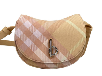 Burberry Mini Rocking Horse Bag In Peach Check And Leather