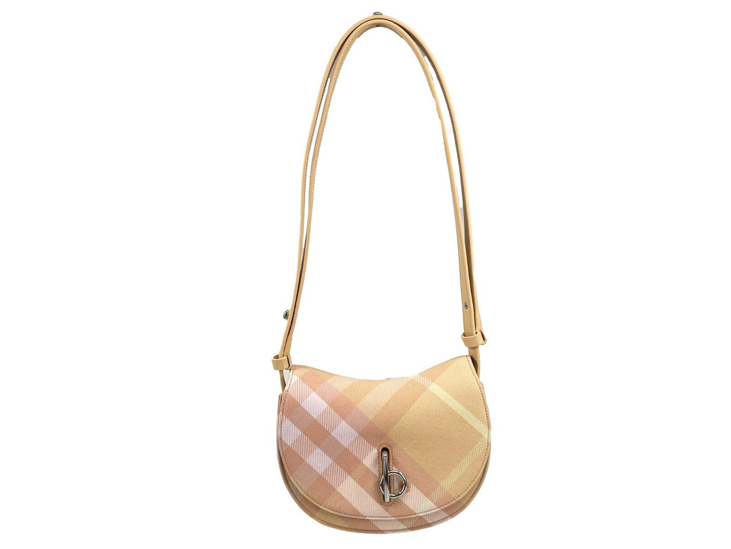 Burberry Mini Rocking Horse Bag In Peach Check And Leather