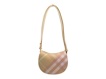 Burberry Mini Rocking Horse Bag In Peach Check And Leather