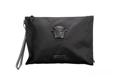 Versace Medusa Black Nylon Clutch