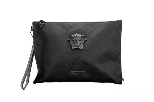 Versace Medusa Black Nylon Clutch