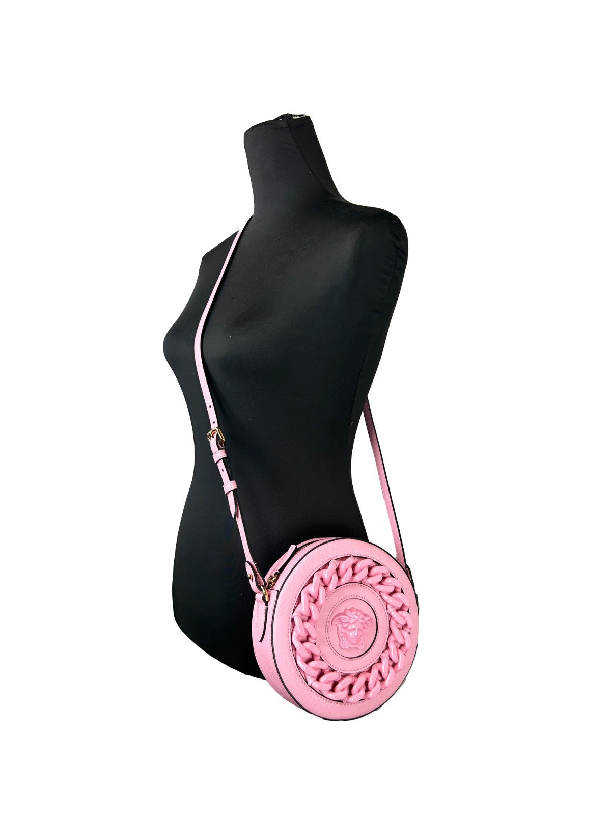 Versace La Medusa Pink Grained Leather Camera Bag