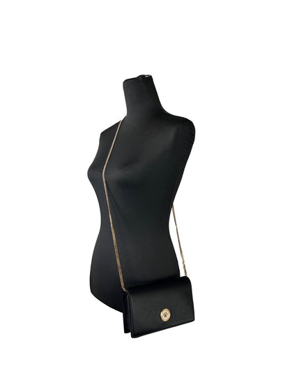 Versace Greca Black Fabric Mini Chain Wallet Crossbody Bag