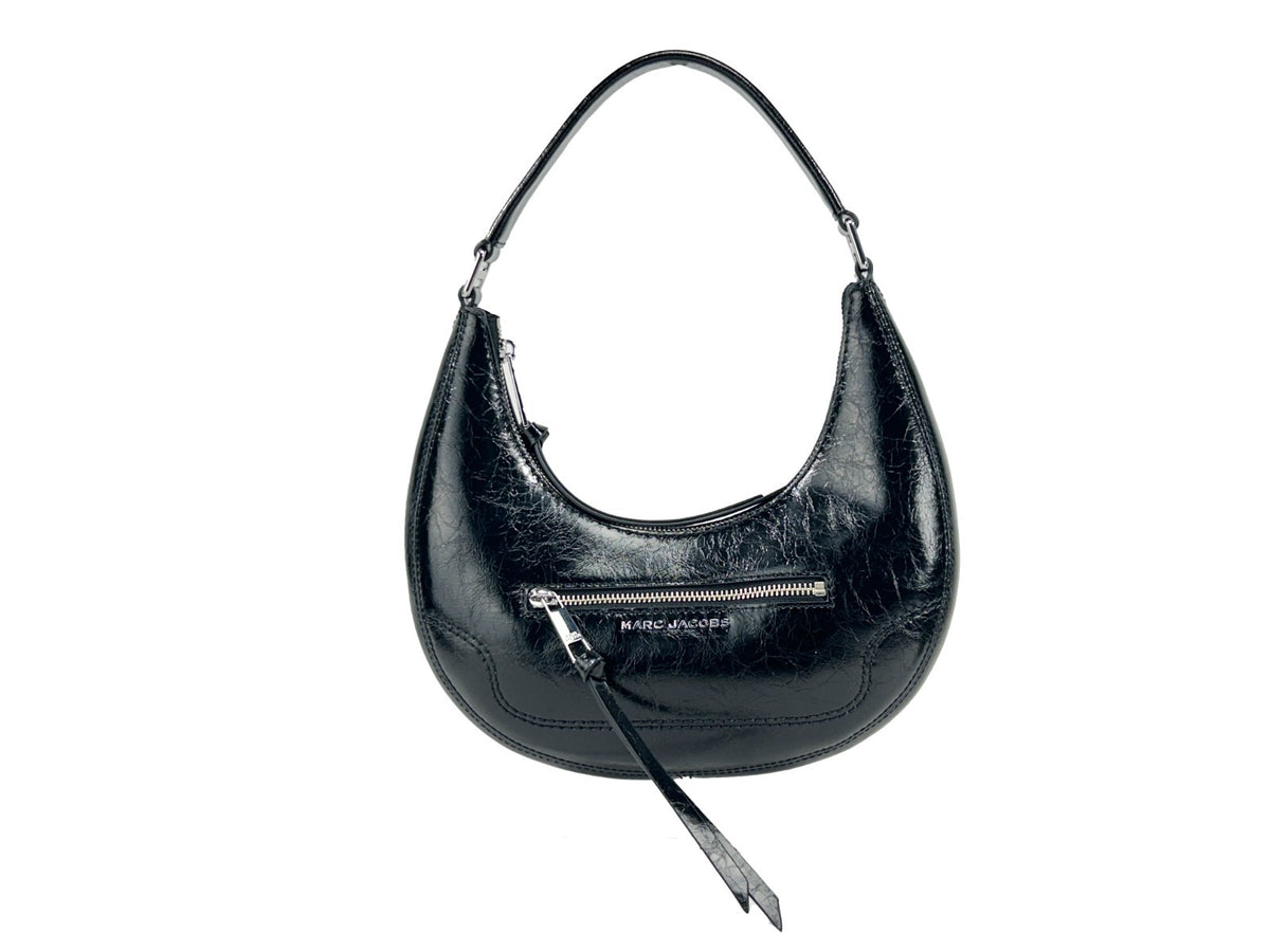 Marc Jacobs The Cruiser Small Black Crinkled Leather Shoulder Bag