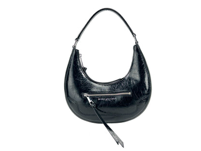 Marc Jacobs The Cruiser Small Black Crinkled Leather Shoulder Bag
